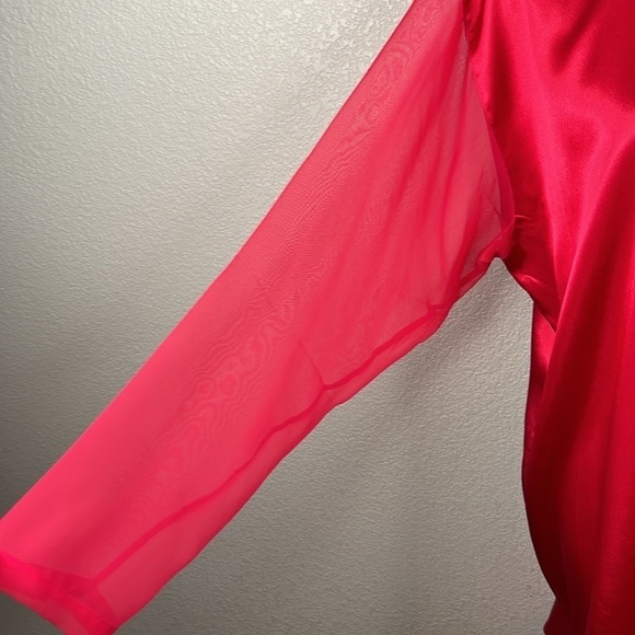 Victoria's Secret Vintage Gold Label Red Satin Button Down Pajama Dress Size M/L - Picture 3 of 9